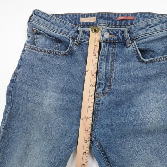Pilcro Jeans Womens 31 Blue Flare Distressed Knee Stretch Denim Urban Outfitters - Picture 7 of 16